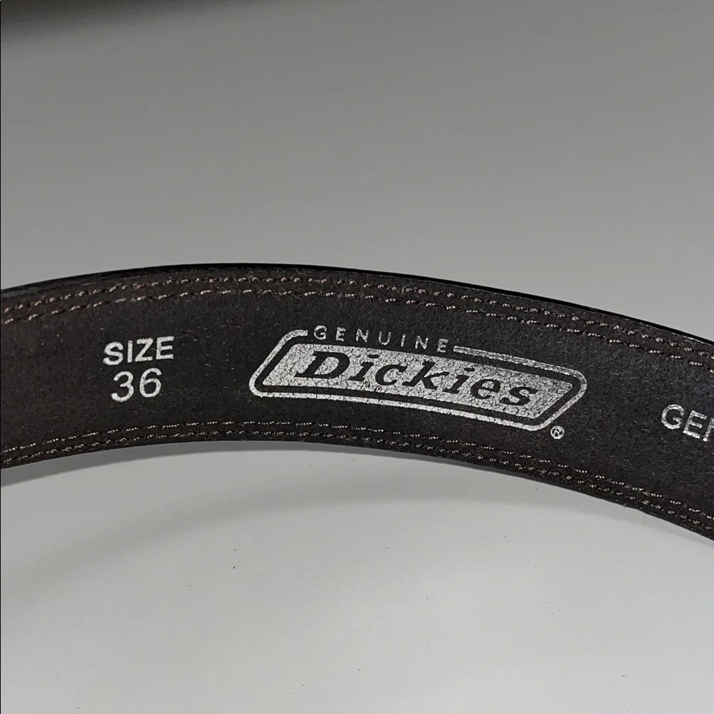 Dickies Dark Brown Leather Lined Belt w/Silver Buckle size 36”